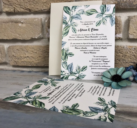 INVITATII NUNTA - Invitatie Frunze de Maslin