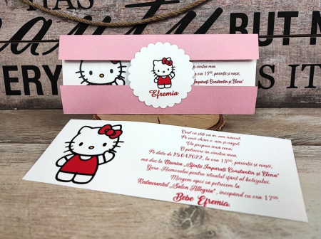 Invitatie Hello Kitty - model roz [4]