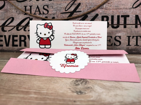 Invitatie Hello Kitty - model roz [1]