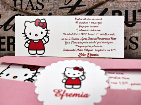 Invitatie Hello Kitty - model roz [2]