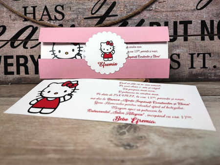 Invitatie Hello Kitty - model roz [5]