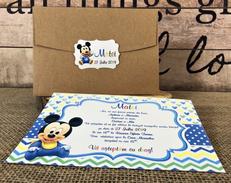 INVITATII BOTEZ - Invitatie Mickey Baby (model craft)