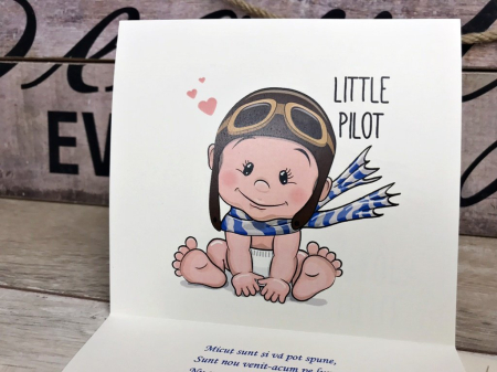Invitatie Micutul Pilot (crem sidef) [5]