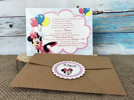 INVITATII BOTEZ - Invitatii petrecere copii Minnie Mouse - model craft