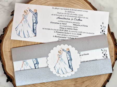 invitatii nunta IEFTINE - Invitatie 83 MIRI Silver