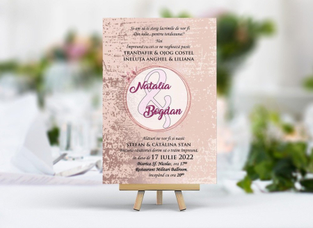 invitatii nunta IEFTINE - Invitatie nunta Glitter Pink