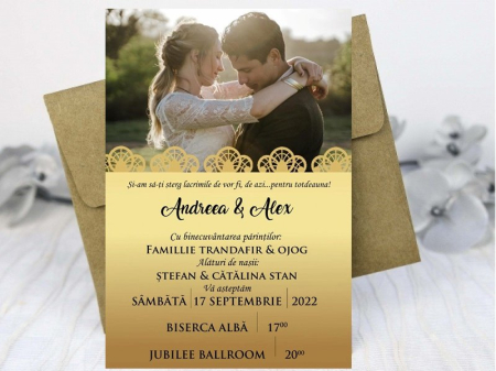 INVITATII NUNTA - Invitatie nunta - Gold Foto