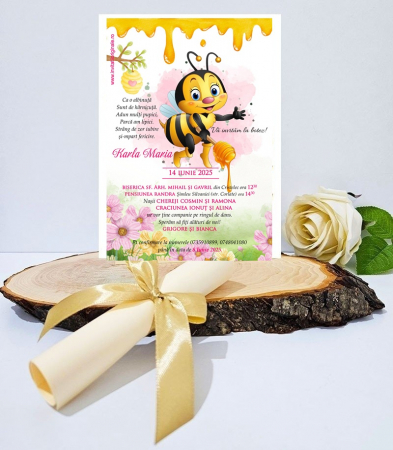 INVITATII BOTEZ - Invitatii botez papirus ALBINUTA PM219