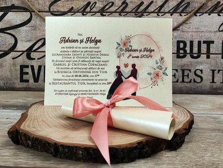invitatii nunta IEFTINE - invitatie papirus Dusty Wedding