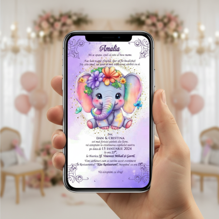 Invitatie papirus BABY  CUTE ELEFANT PM119 [4]