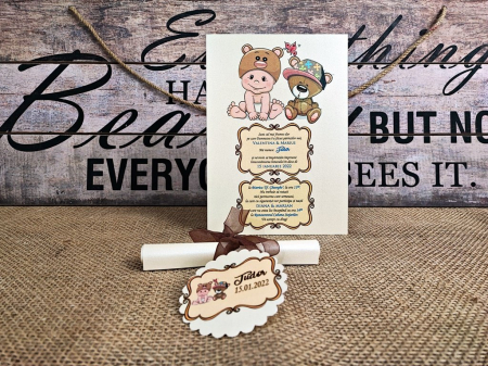 INVITATII BOTEZ - Invitatie papirus BEBE URSULET