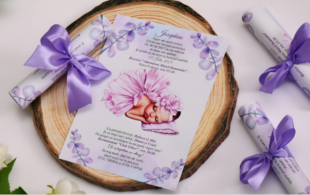 INVITATII BOTEZ - Invitatie papirus BEBELUSA PM179