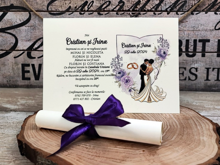 Invitatie papirus Purple Wedding [1]
