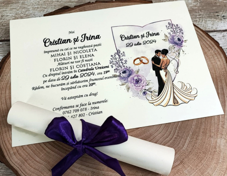 Invitatie papirus Purple Wedding [2]