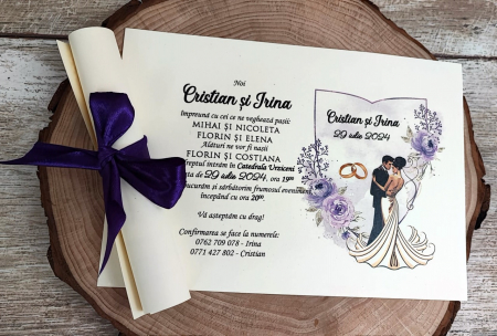 Invitatie papirus Purple Wedding [4]