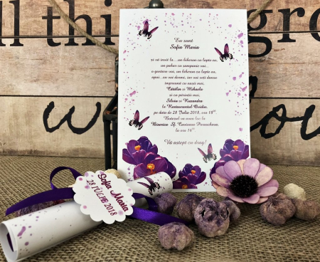 INVITATII BOTEZ - Invitatie - Papirus Fluturi