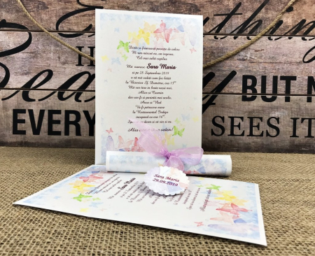 Invitatie papirus - FLUTURI COLORATI [2]