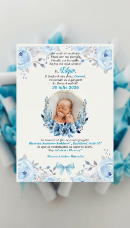INVITATII BOTEZ - Invitatie papirus FOTO PM203