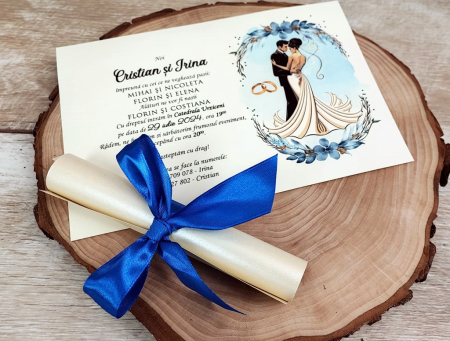 Invitatie papirus Blue Wedding [2]