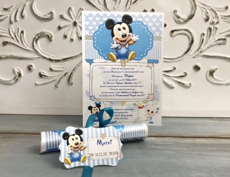 INVITATII BOTEZ - Invitatie papirus MICKEY MOUSE