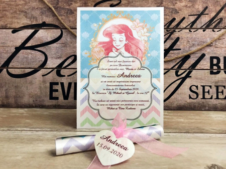 INVITATII BOTEZ - Invitatie papirus Micuta Sirena