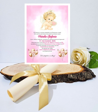 INVITATII BOTEZ - Invitatie papirus ANGEL
