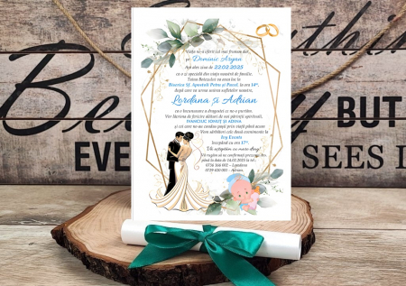 NUNTA - Invitatie papirus NUNTEZ GREENERY
