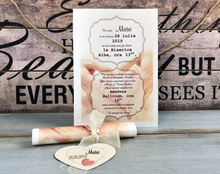 INVITATII BOTEZ - Invitatie papirus PICIORUSE