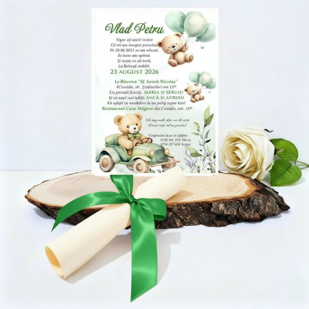 BOTEZ - Invitatie papirus URSULET CT4