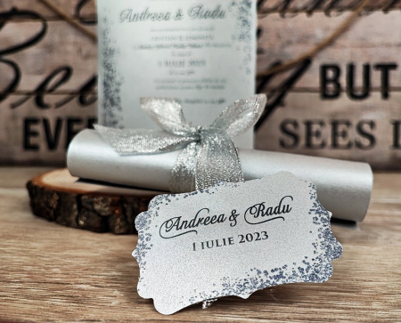Invitatie papirus Silver Glitter [4]