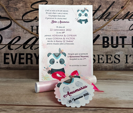Invitatie papirus Sweet Panda [5]