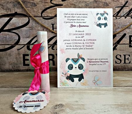Invitatie papirus Sweet Panda [4]
