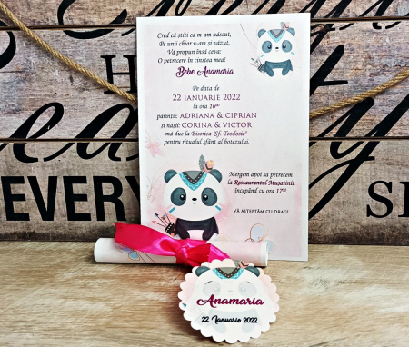 Invitatie papirus Sweet Panda [1]