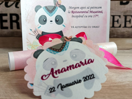 Invitatie papirus Sweet Panda [3]