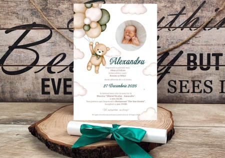 BOTEZ - Invitatie papirus URSULET CT5