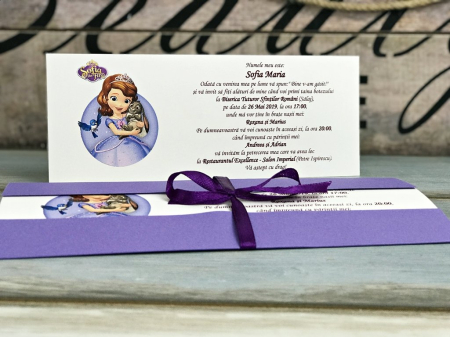BOTEZ - Invitatie Printesa Sofia (coperta mov)
