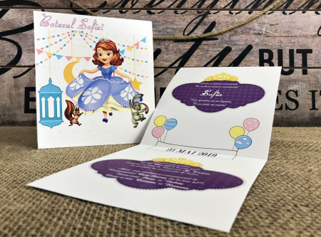 BOTEZ - invitatie - Printesa SOFIA (model sidefat)