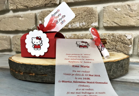INVITATII BOTEZ - Invitatie vesela cu Hello Kitty