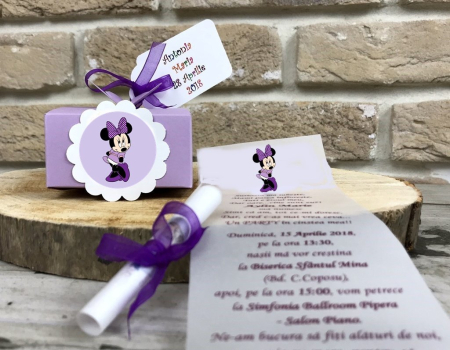 INVITATII BOTEZ - Invitatie vesela - PURPLE MINNIE MOUSE