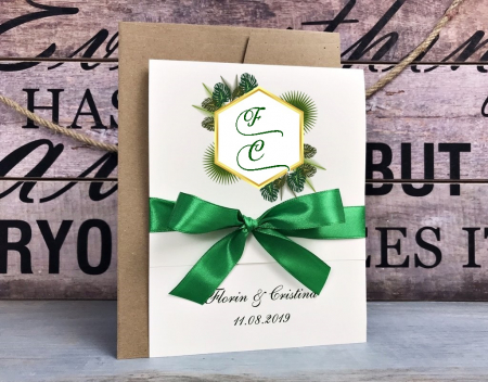 INVITATII NUNTA - Invitatie Wild Green M24