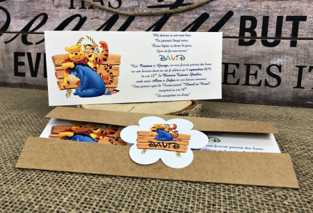 Invitatie - Winnie the Pooh (model alb sidefat)