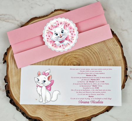 INVITATII BOTEZ - Invitatii 83 Pisica Marie