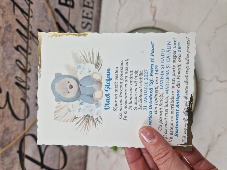 Invitatii botez 9319 Ursulet Boho [9]