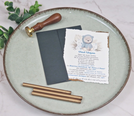 Invitatii botez 9319 Ursulet Boho [6]