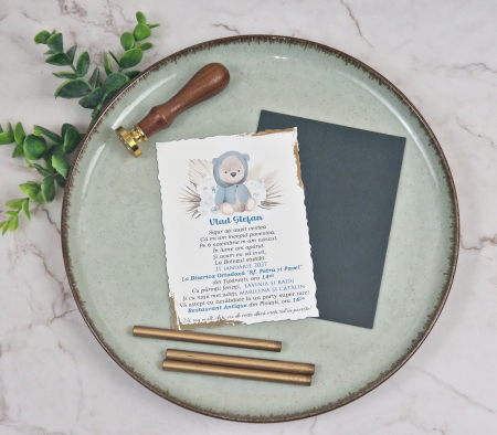 Invitatii botez 9319 Ursulet Boho [2]