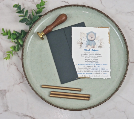 Invitatii botez 9319 Ursulet Boho [4]