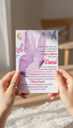 INVITATII BOTEZ - Invitatii botez Fluturi PM226 - Copie