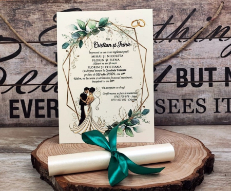 Invitatie papirus Greenery