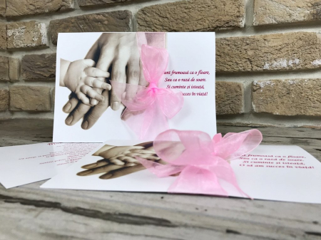 Invitatii NB cu fundita roz