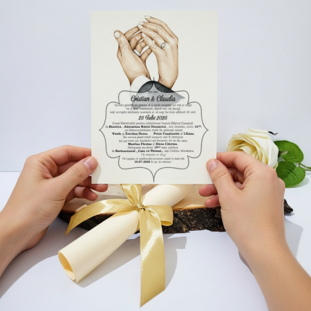 INVITATII NUNTA - Invitatii nunta Couple Hands